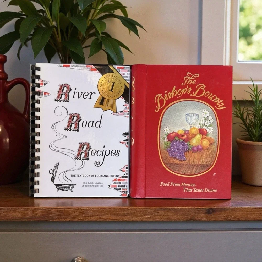 Louisiana Cookbooks VTG Set x2 River Road Recipes 2000 The Bishop's Bounty 1988